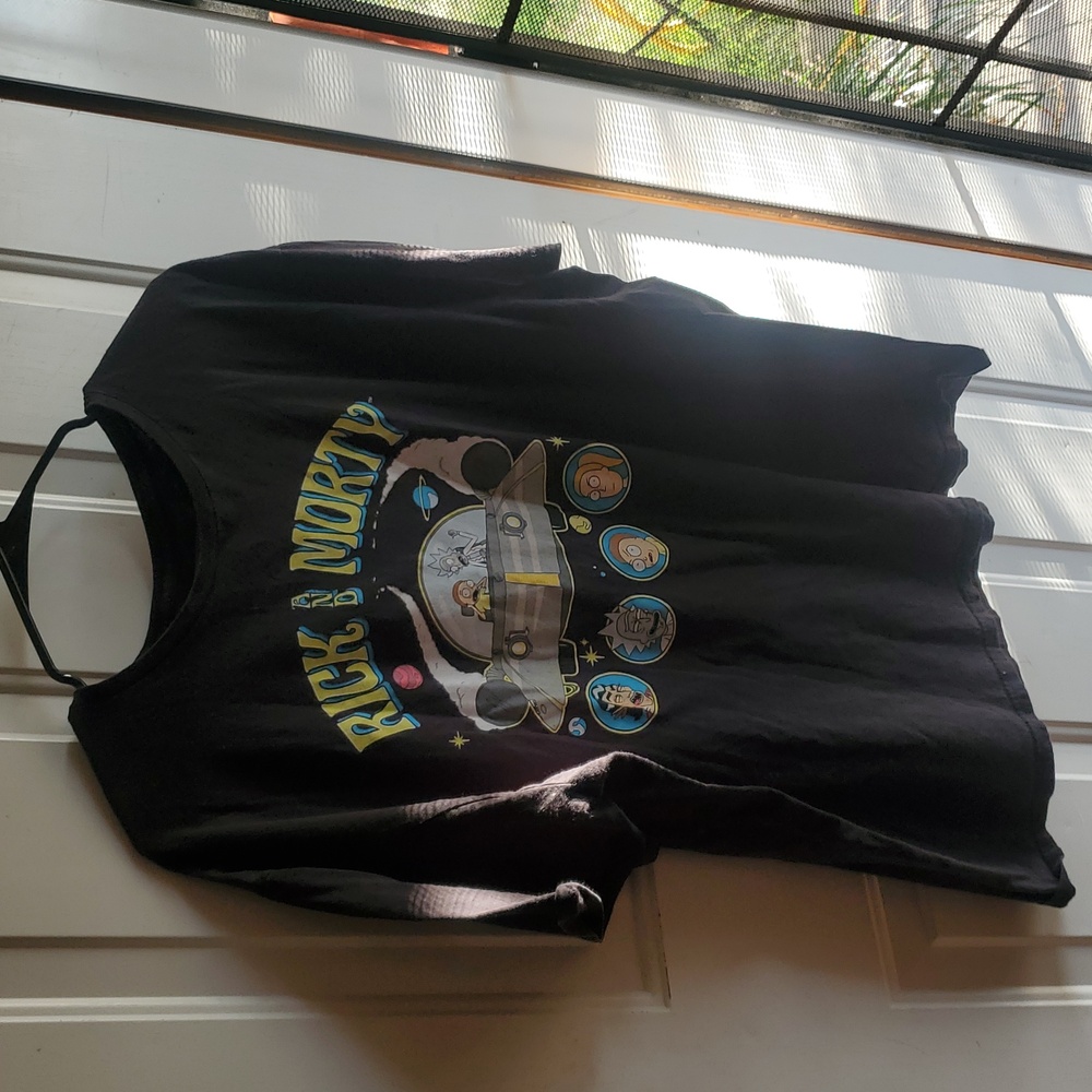 Rick and Morty Spaceship Graphic T-Shirt Black Oversized Tee